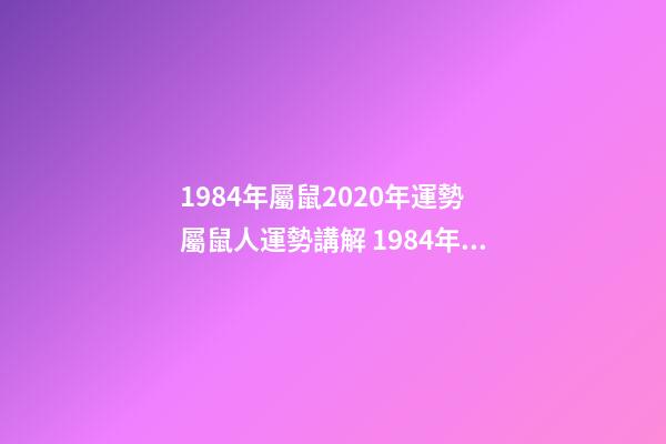 1984年屬鼠2020年運勢 屬鼠人運勢講解 1984年屬鼠的人2020年是什么樣的運勢，比如各方面？